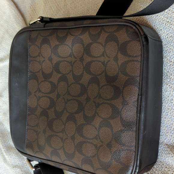 Coach Brown and Black Messenger Bag with Signature Monogram - Picture 3 of 5